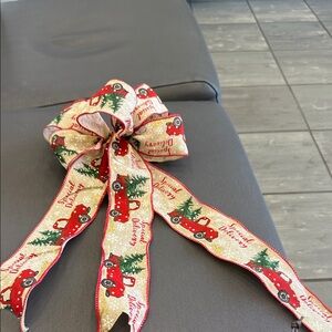Festive Holiday Bow with Red Truck Design